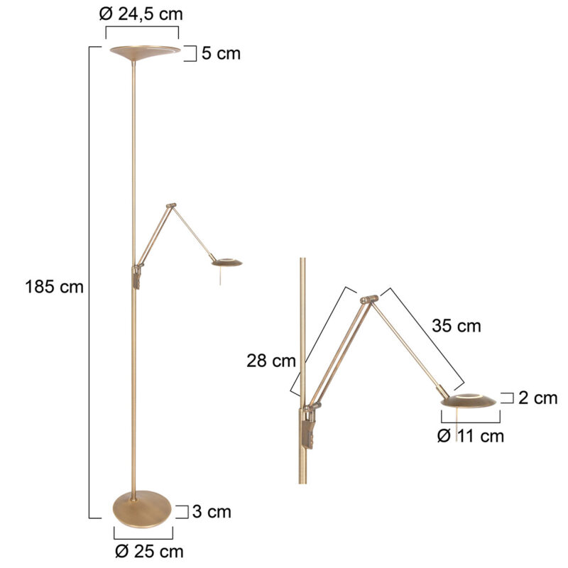 Vloerlamp Zodiac 2107BR Brons Knik arm Dimbaar - Afbeelding 8