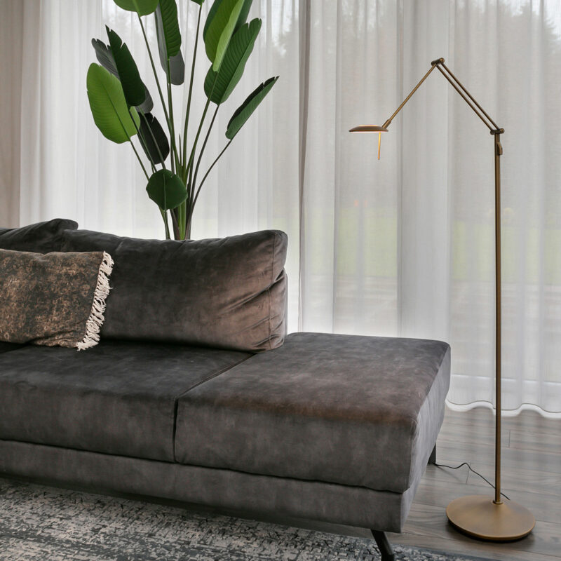 Vloerlamp Zodiac 2108BR Brons, met draaibare en knikbare arm - Afbeelding 3