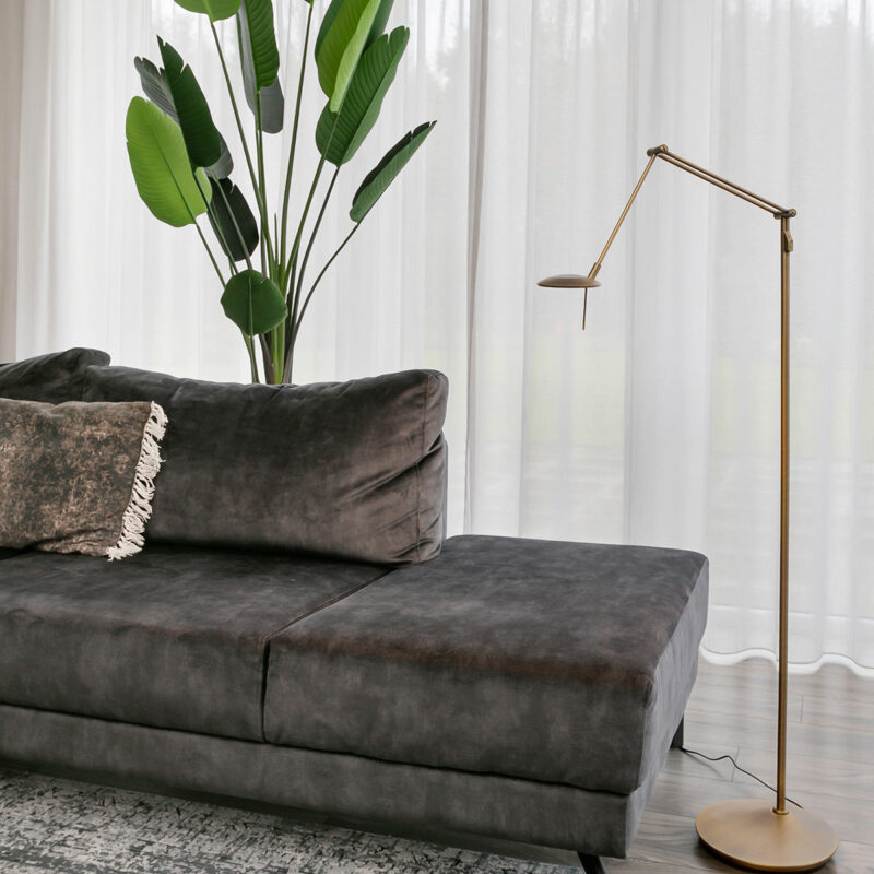 Vloerlamp Zodiac 2108BR Brons, met draaibare en knikbare arm - Afbeelding 4