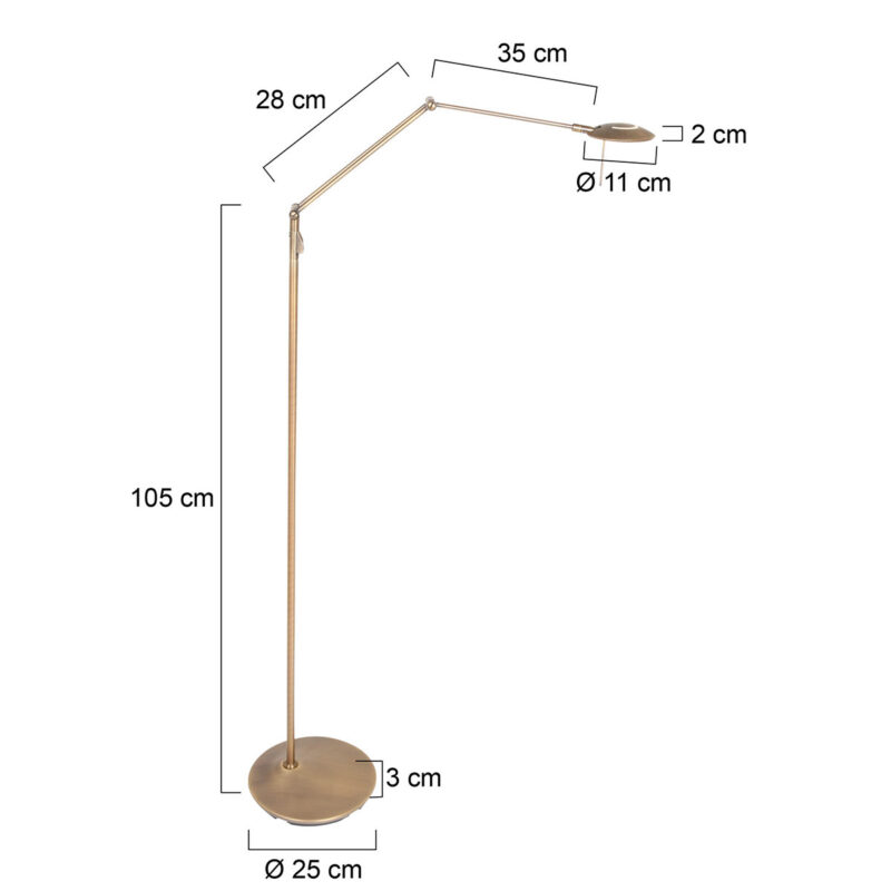 Vloerlamp Zodiac 2108BR Brons, met draaibare en knikbare arm - Afbeelding 8