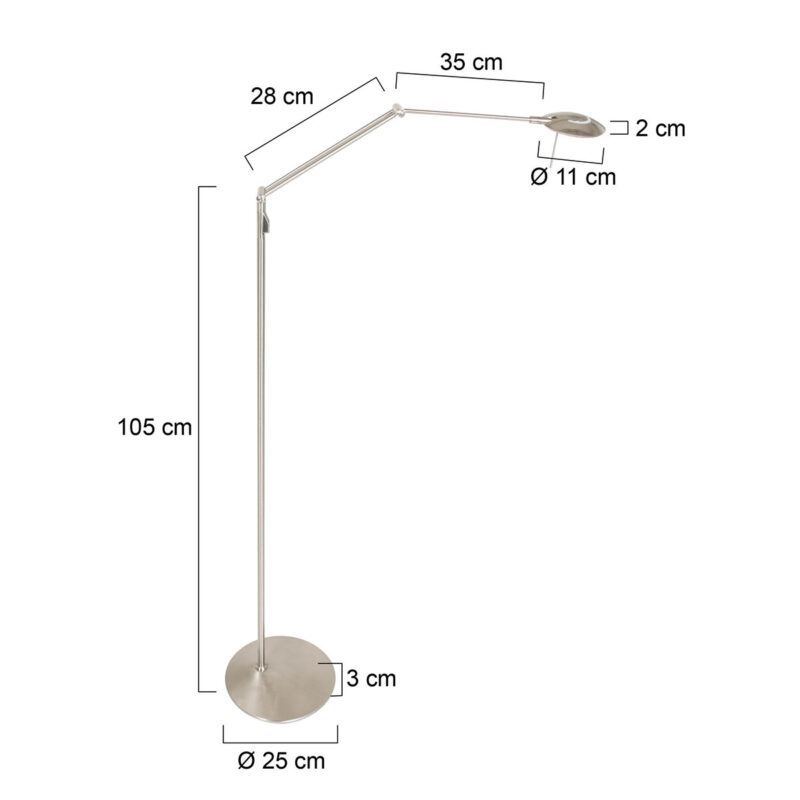 Vloerlamp Zodiac 2108ST Staal, met draaibare en knikbare arm - Afbeelding 8