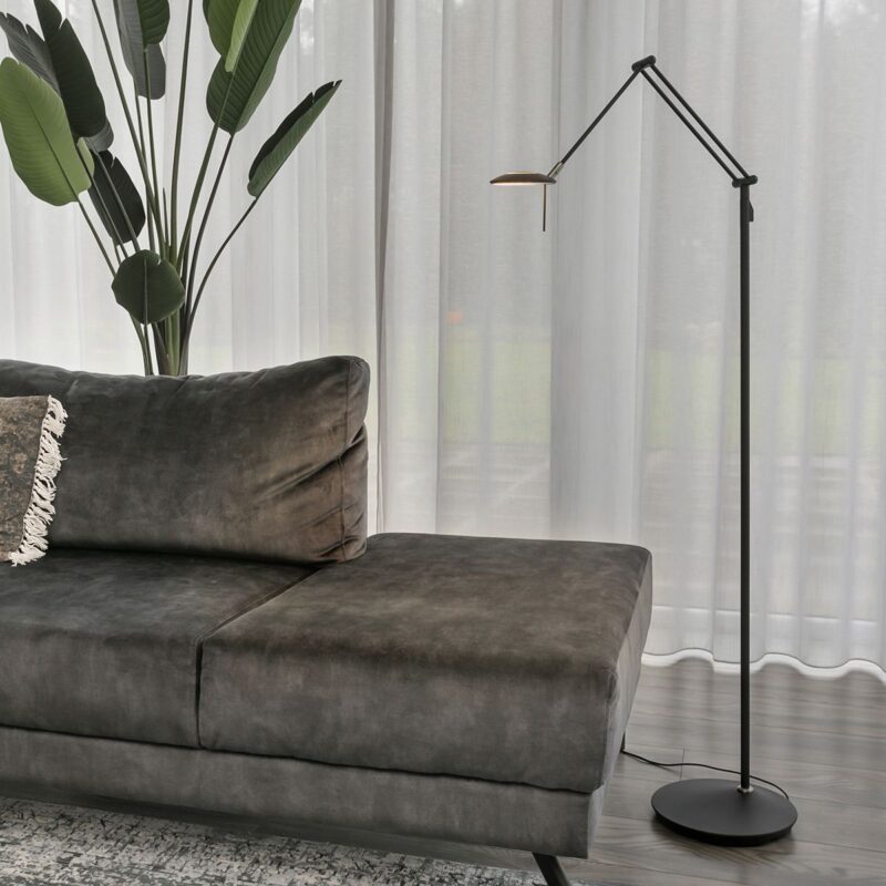 Vloerlamp Zodiac 2108ZW Zwart, met draaibare en knikbare arm - Afbeelding 4