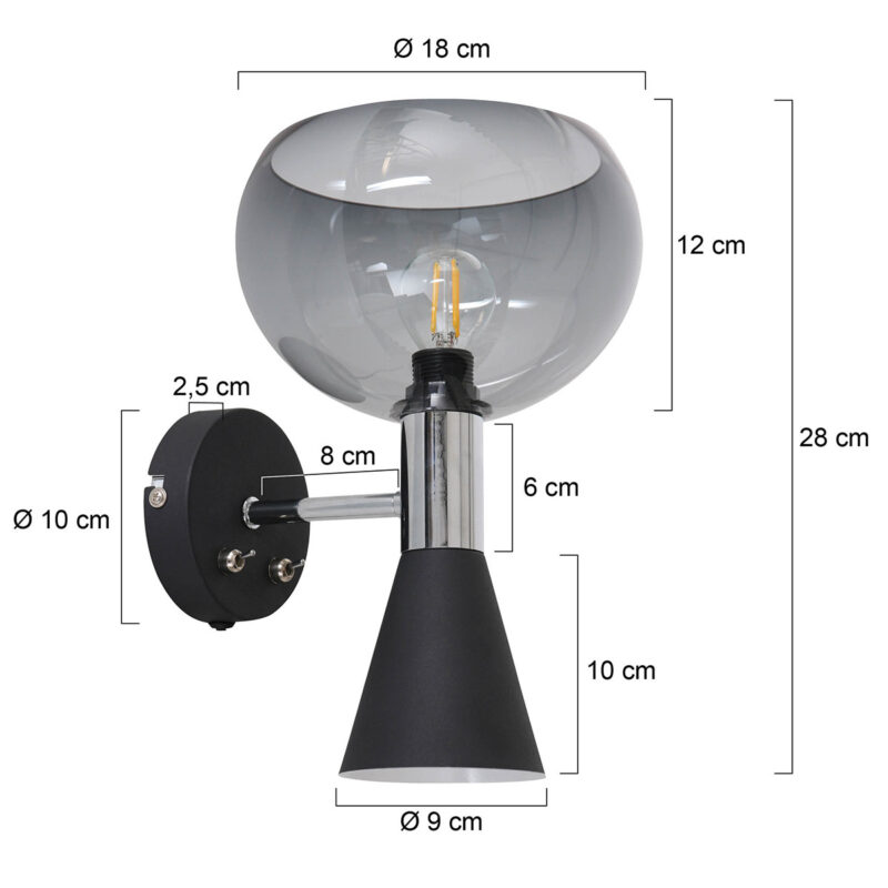 Wandlamp 2-lichts Fastlåst Anne Light 2570ZW Zwart - Afbeelding 7
