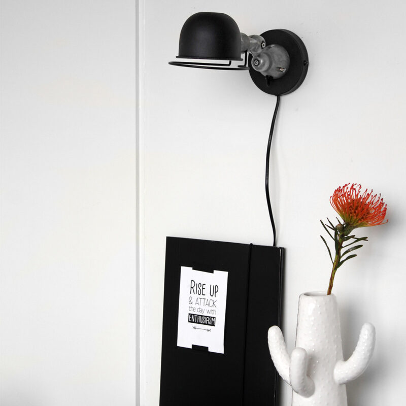 Wandlamp Davin 7657ZW Zwart met kleine fitting E14 - Afbeelding 3