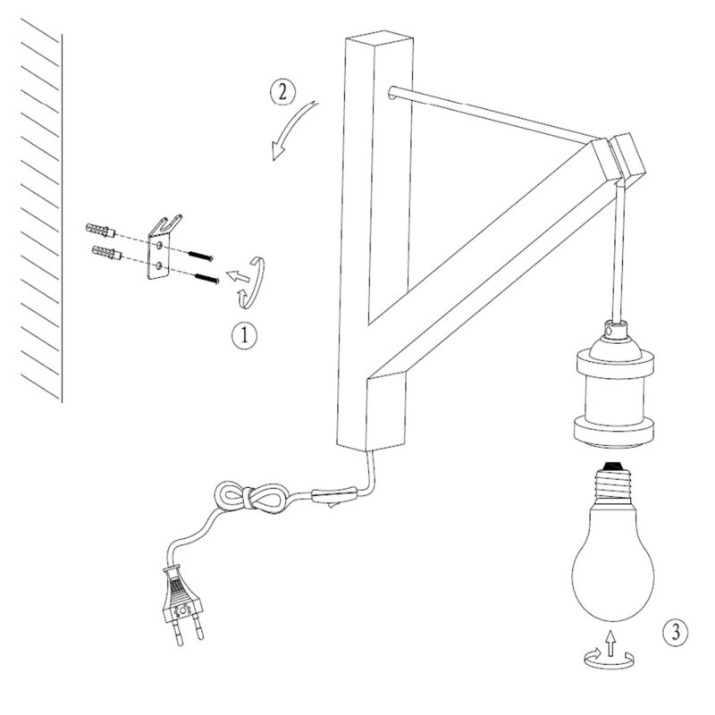 Wandlamp Dion 7787BE met aan/uit schakelaar in snoer - Afbeelding 9