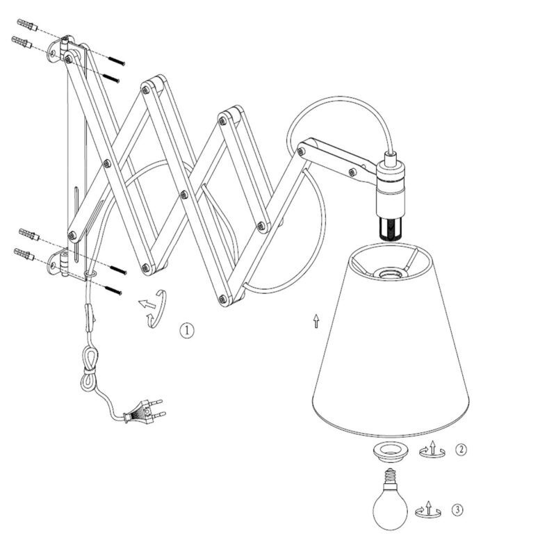 Wandlamp Dion 8852BE met uittrekbare arm E14 fitting - Afbeelding 10