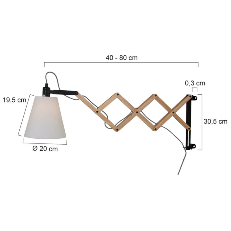 Wandlamp Dion 8852BE met uittrekbare arm E14 fitting - Afbeelding 8