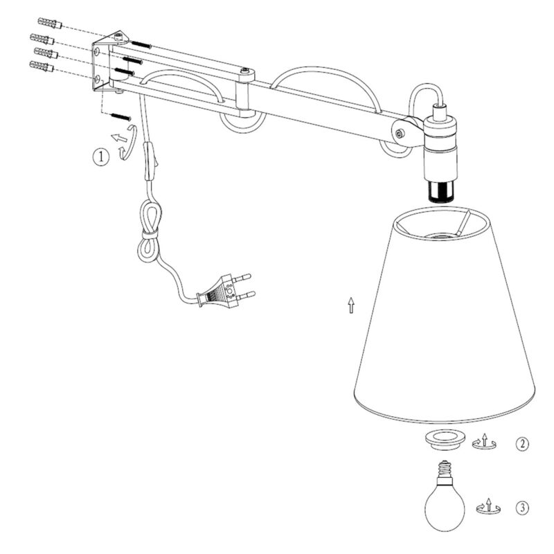 Wandlamp Dion 8853BE met uitklapbare arm E14 fitting - Afbeelding 10