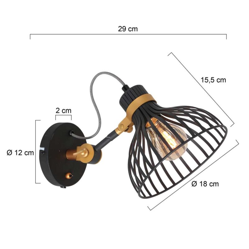 Wandlamp Dunbar 3088ZW – Industriële Verlichting met Stijlvol Design - Afbeelding 6