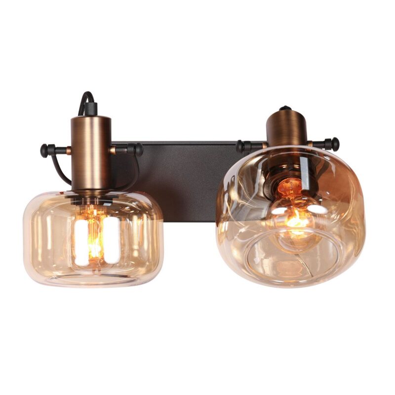 Wandlamp Glaslic 3865BR Brons met amber glas - Afbeelding 2
