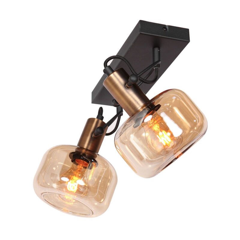 Wandlamp Glaslic 3865BR Brons met amber glas - Afbeelding 9