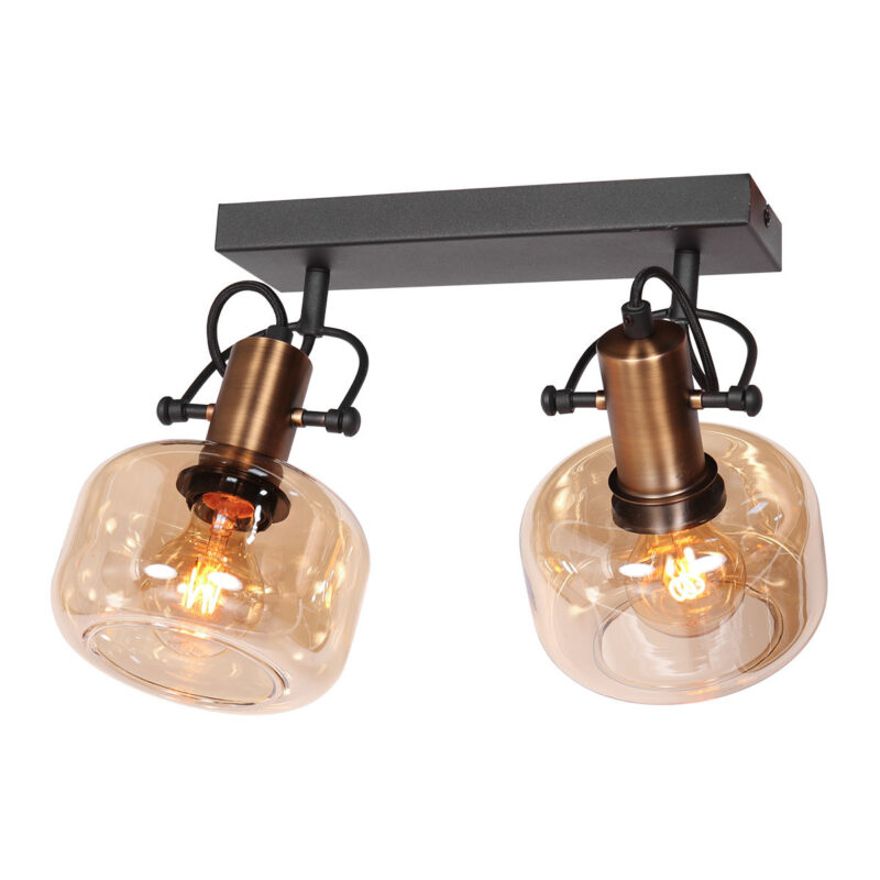 Wandlamp Glaslic 3865BR Brons met amber glas - Afbeelding 10