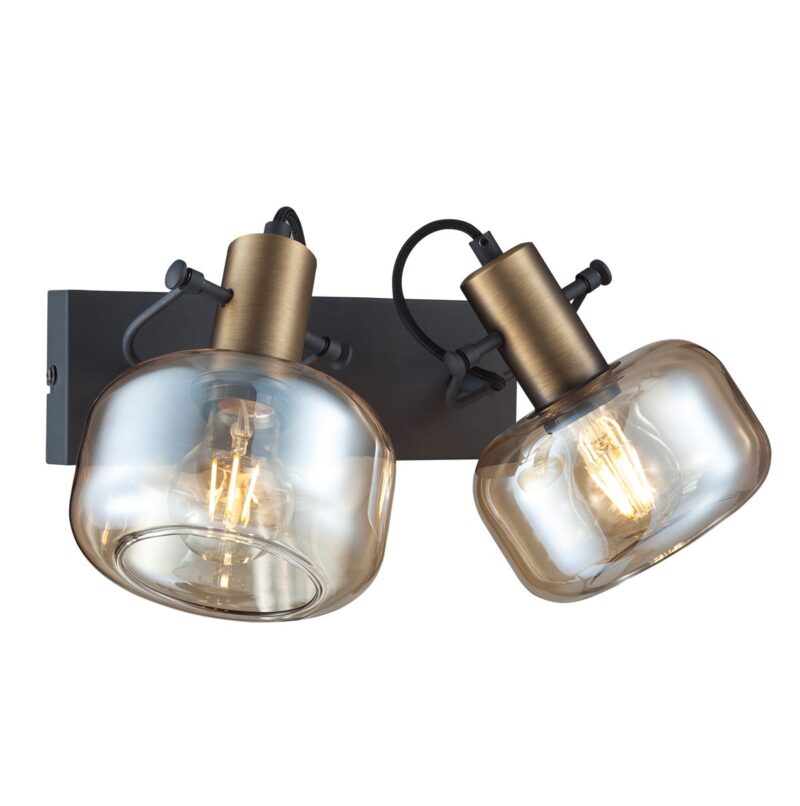 Wandlamp Glaslic 3865BR Brons met amber glas - Afbeelding 12