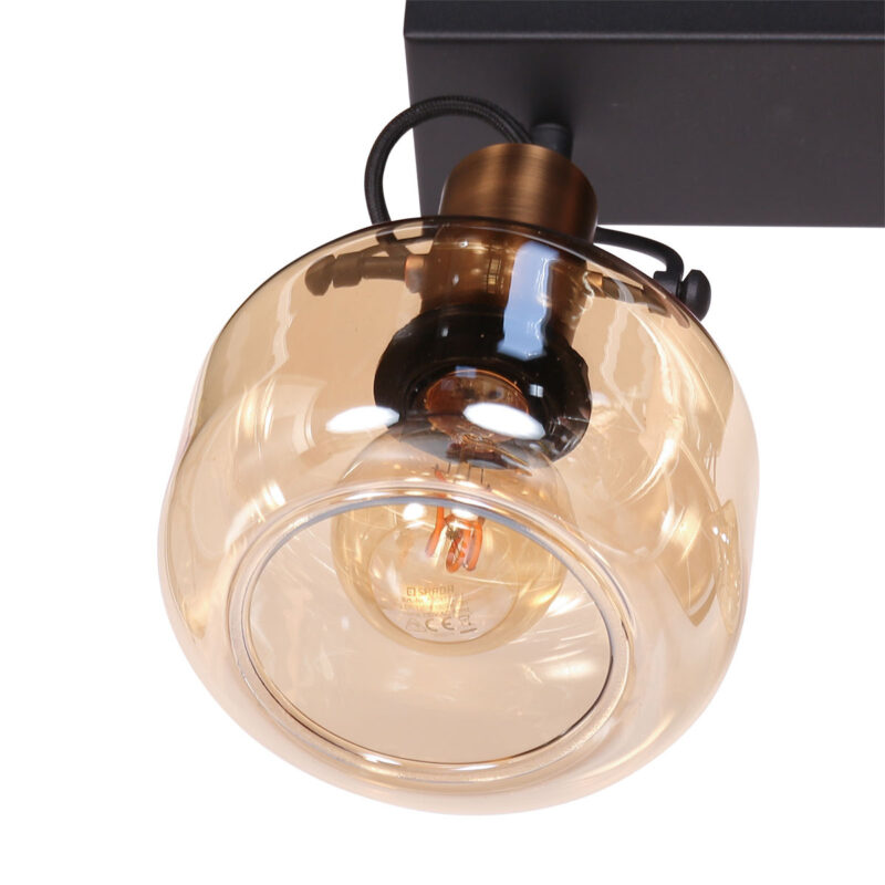Wandlamp Glaslic 3865BR Brons met amber glas - Afbeelding 3