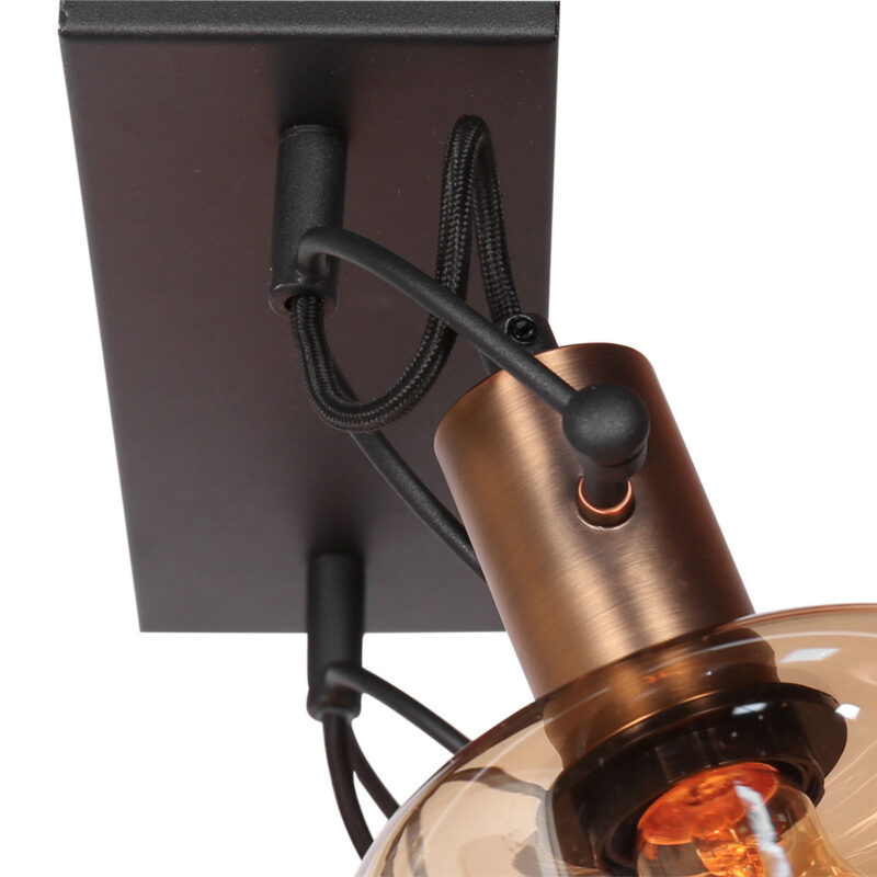 Wandlamp Glaslic 3865BR Brons met amber glas - Afbeelding 4
