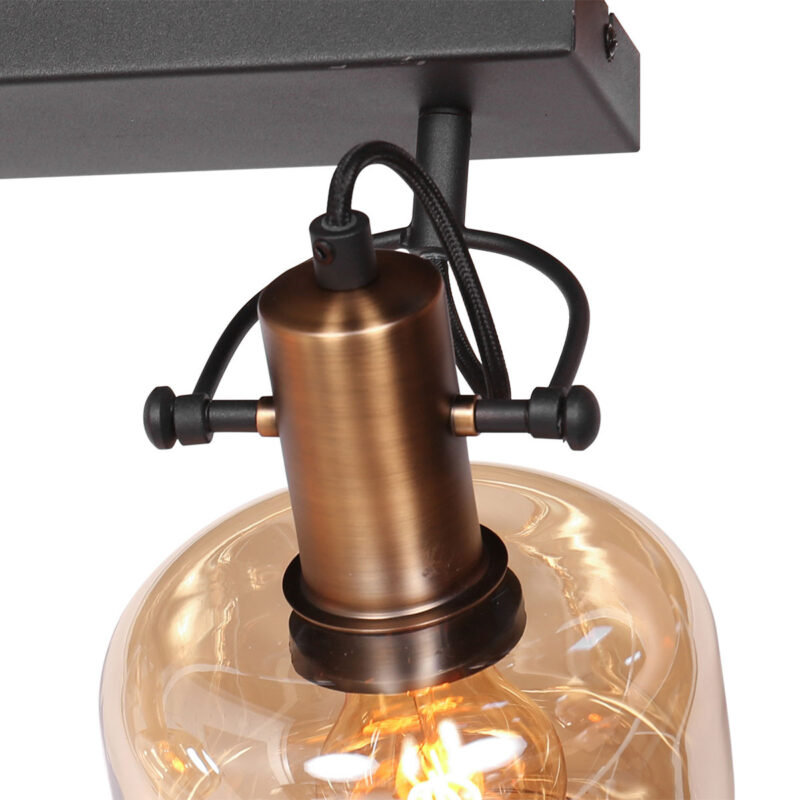 Wandlamp Glaslic 3865BR Brons met amber glas - Afbeelding 5