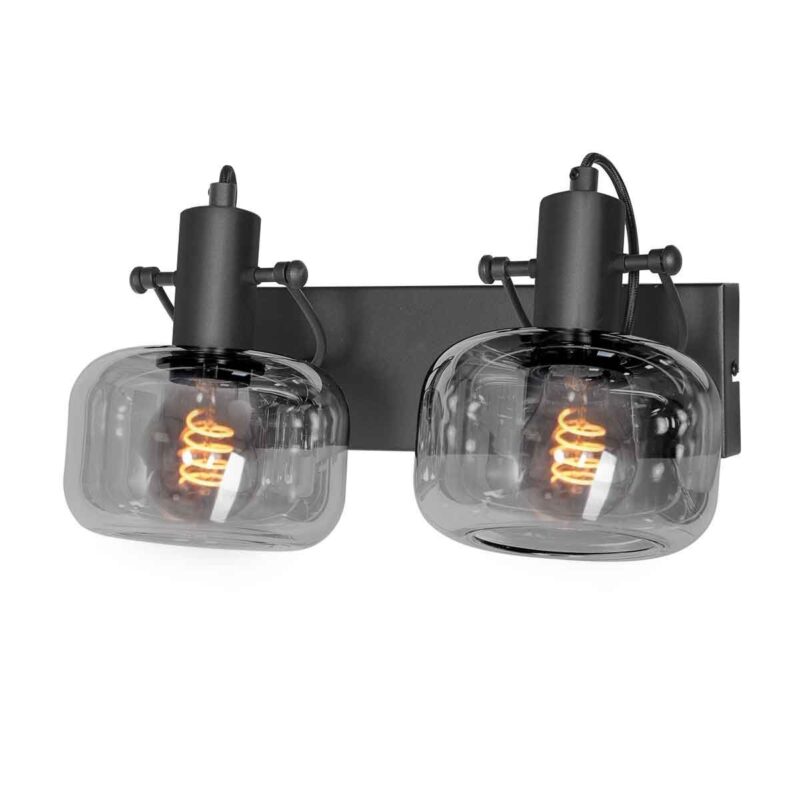 Wandlamp Glaslic 3865ZW zwart met smoke glas - Afbeelding 2