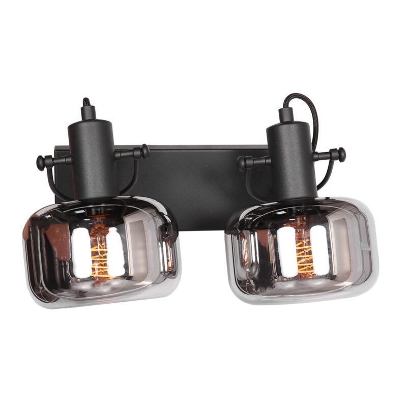 Wandlamp Glaslic 3865ZW zwart met smoke glas - Afbeelding 10