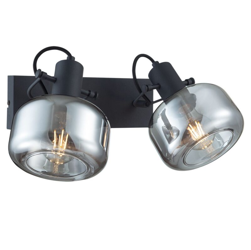 Wandlamp Glaslic 3865ZW zwart met smoke glas - Afbeelding 4