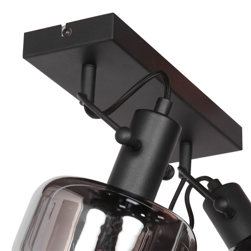 Wandlamp Glaslic 3865ZW zwart met smoke glas - Afbeelding 6