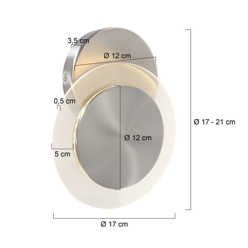 Wandlamp Lido 2564ST Staal Ø17cm 700 Lumen draaibaar - Afbeelding 7