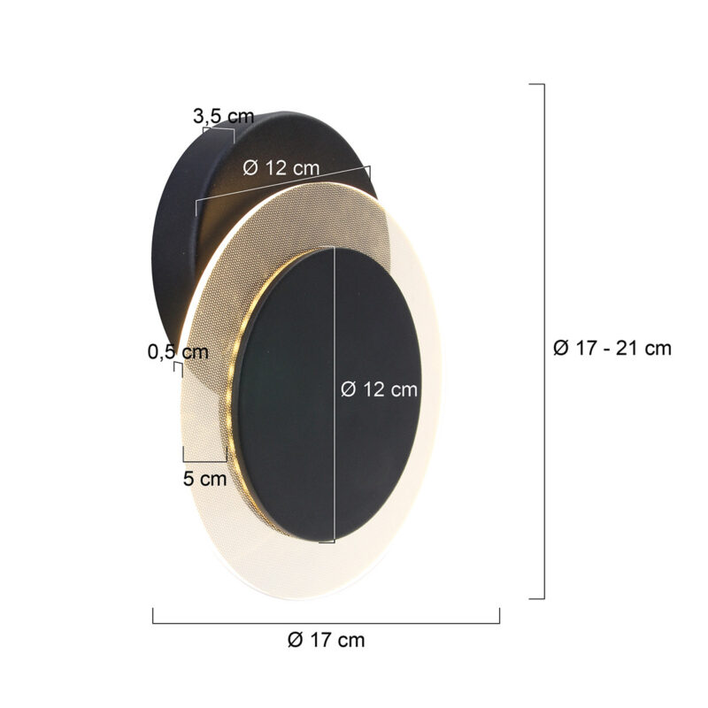 Wandlamp Lido 2564ZW Zwart Ø17cm 700 Lumen draaibaar - Afbeelding 8