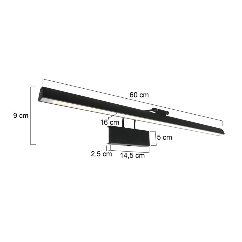 Wandlamp Litho 2431ZW Zwart Lichtkleur instelbaar - Afbeelding 8