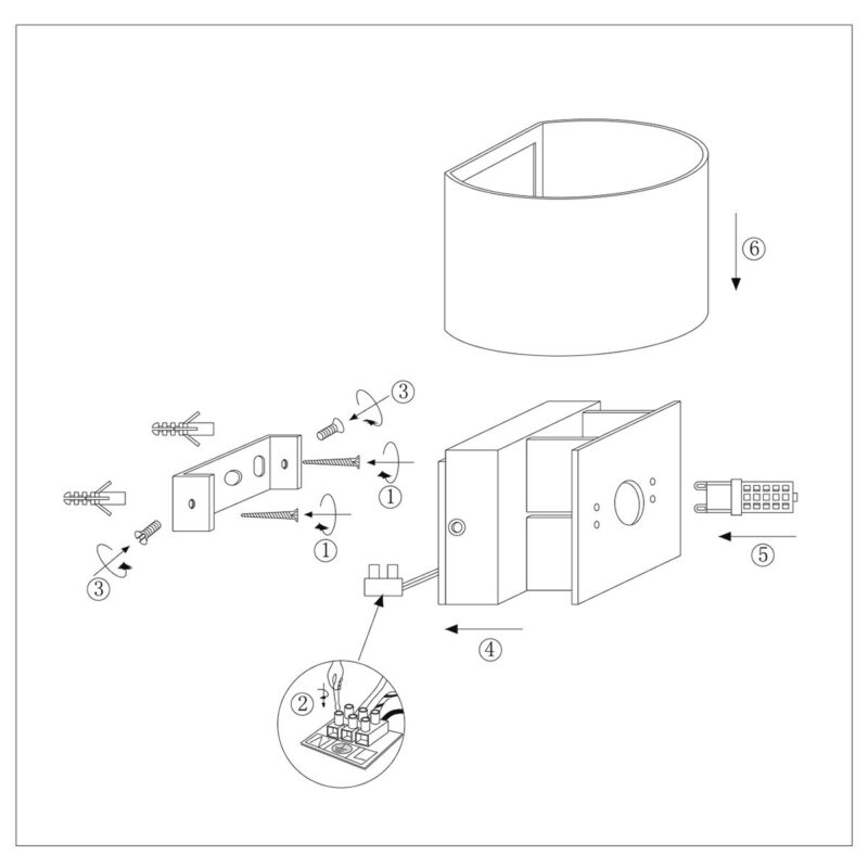 Wandlamp Muro 3364ZW Zwart Goud met G9 fitting - Afbeelding 9