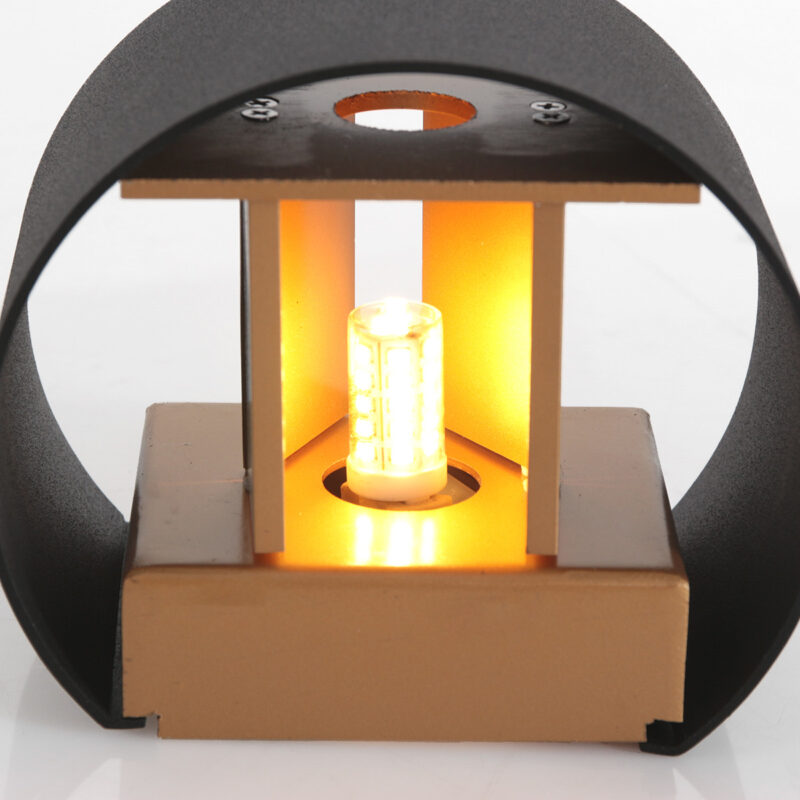 Wandlamp Muro 3364ZW Zwart Goud met G9 fitting - Afbeelding 6