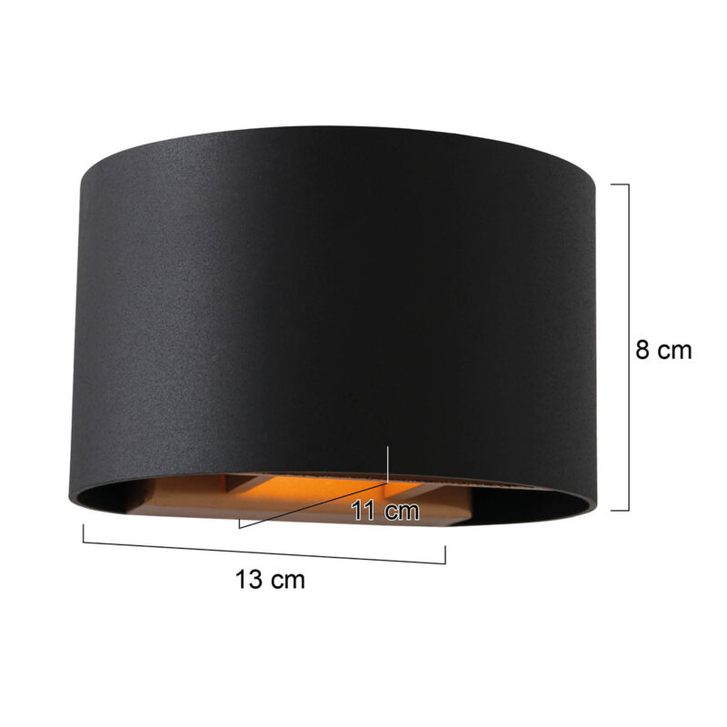 Wandlamp Muro 3364ZW Zwart Goud met G9 fitting - Afbeelding 7