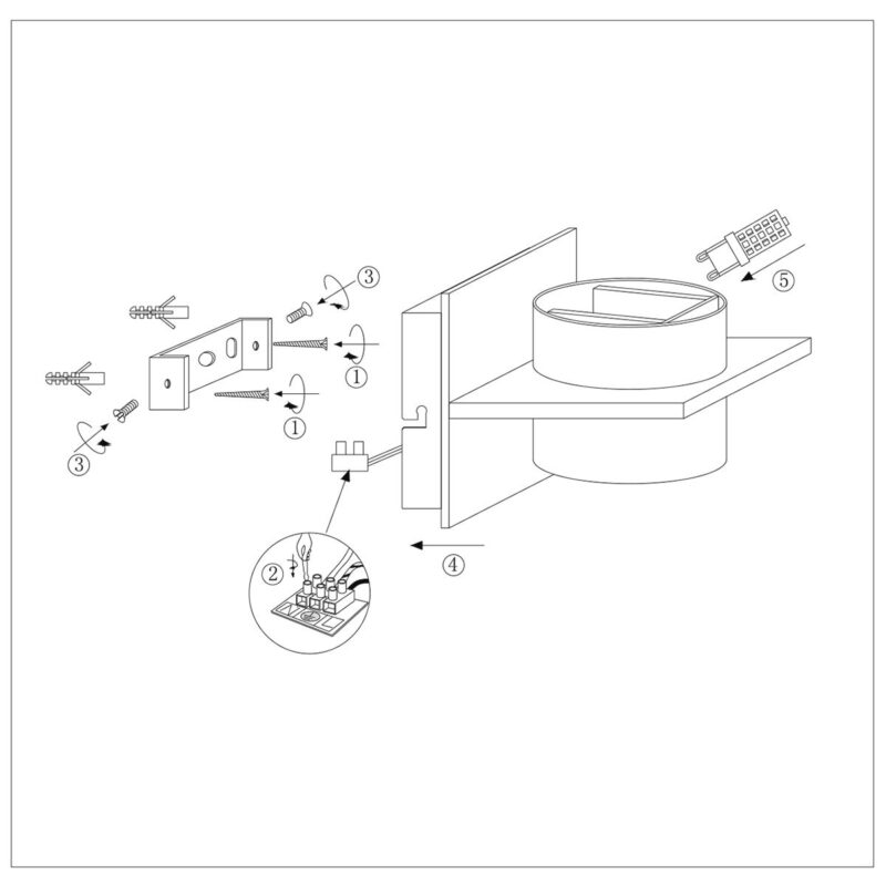 Wandlamp Muro 3366ST Staal G9, met verstelbare schotjes - Afbeelding 8