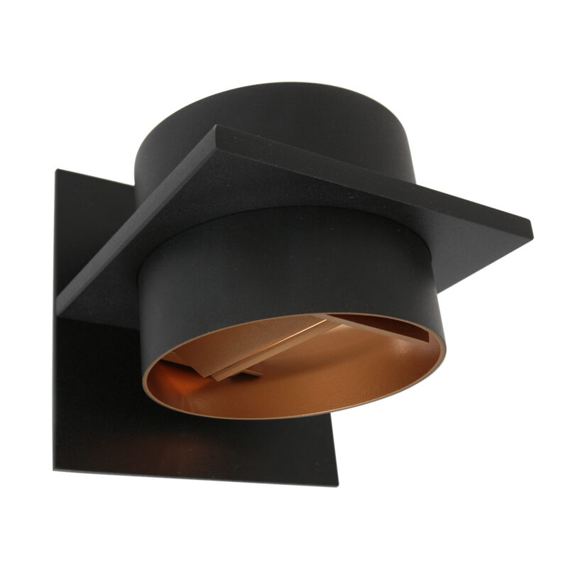 Wandlamp Muro 3366ZW Zwart met goudkleurige binnenkant - Afbeelding 2