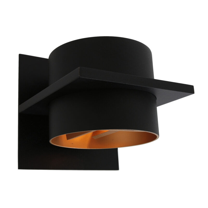 Wandlamp Muro 3366ZW Zwart met goudkleurige binnenkant - Afbeelding 9