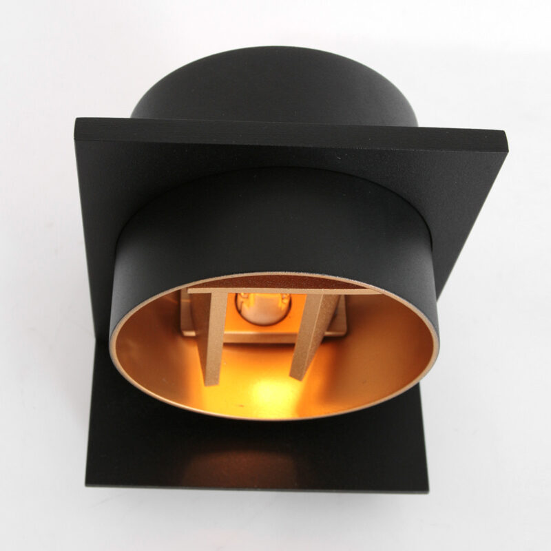 Wandlamp Muro 3366ZW Zwart met goudkleurige binnenkant - Afbeelding 10