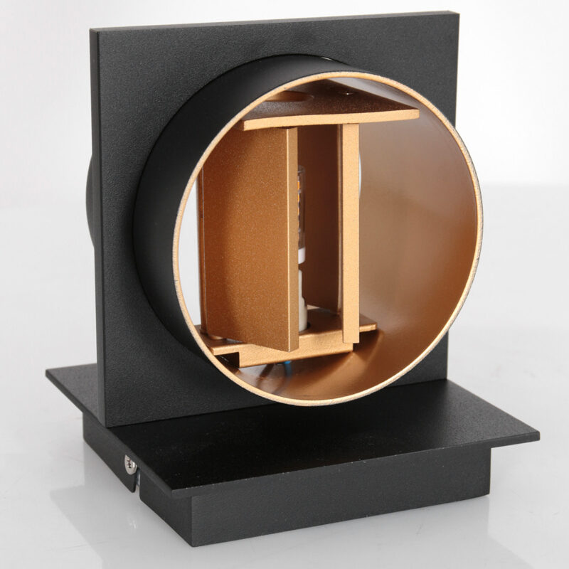 Wandlamp Muro 3366ZW Zwart met goudkleurige binnenkant - Afbeelding 11