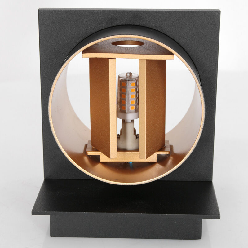 Wandlamp Muro 3366ZW Zwart met goudkleurige binnenkant - Afbeelding 12