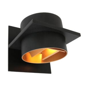 Wandlamp Muro 3366ZW Zwart met goudkleurige binnenkant