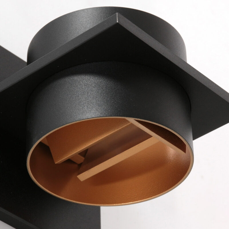 Wandlamp Muro 3366ZW Zwart met goudkleurige binnenkant - Afbeelding 3