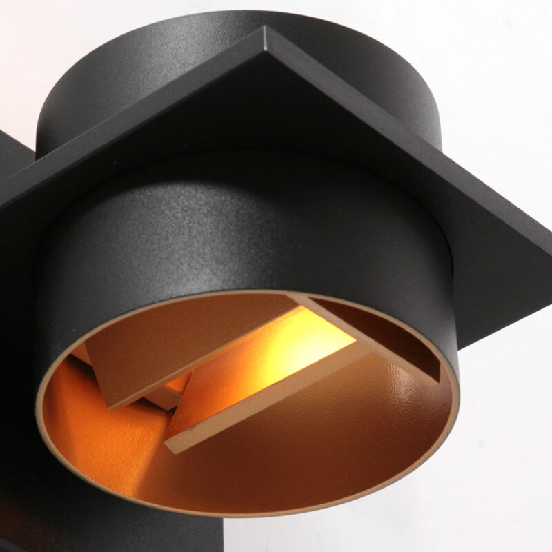Wandlamp Muro 3366ZW Zwart met goudkleurige binnenkant - Afbeelding 4