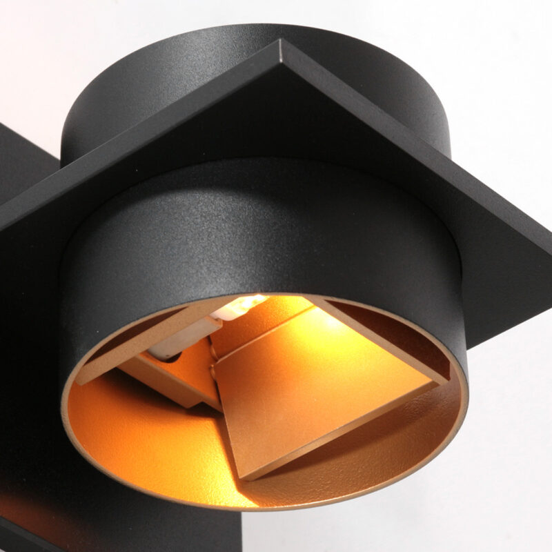 Wandlamp Muro 3366ZW Zwart met goudkleurige binnenkant - Afbeelding 5