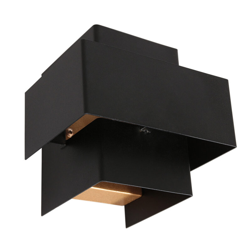Wandlamp Muro 3367ZW Zwart met goudkleurige binnenkant - Afbeelding 2