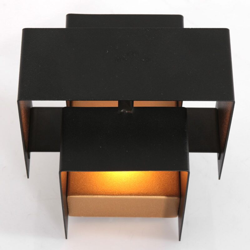 Wandlamp Muro 3367ZW Zwart met goudkleurige binnenkant - Afbeelding 10