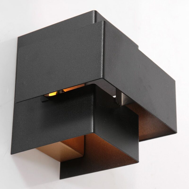 Wandlamp Muro 3367ZW Zwart met goudkleurige binnenkant - Afbeelding 11