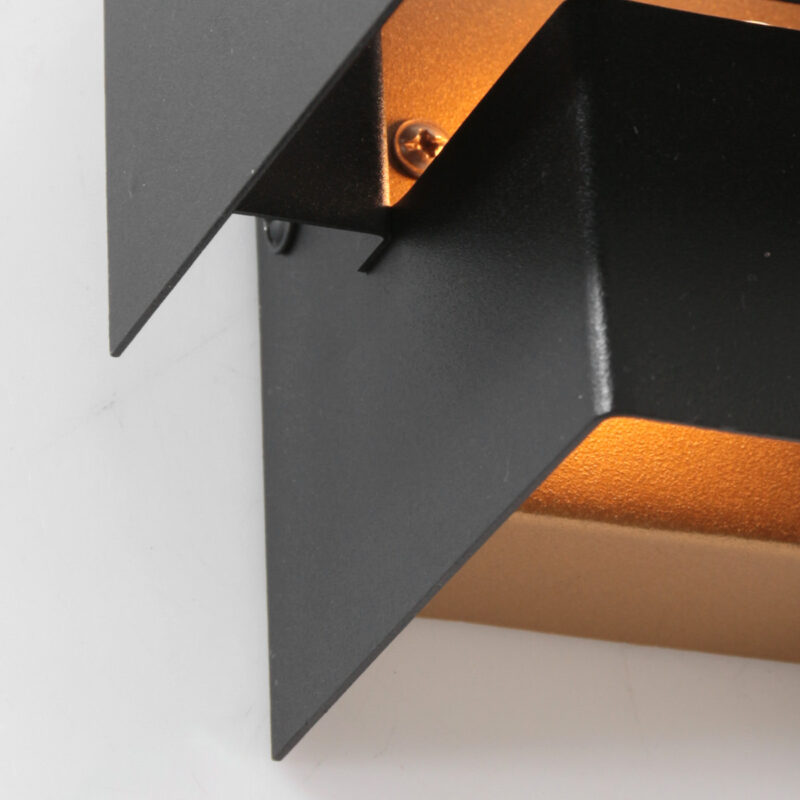 Wandlamp Muro 3367ZW Zwart met goudkleurige binnenkant - Afbeelding 3
