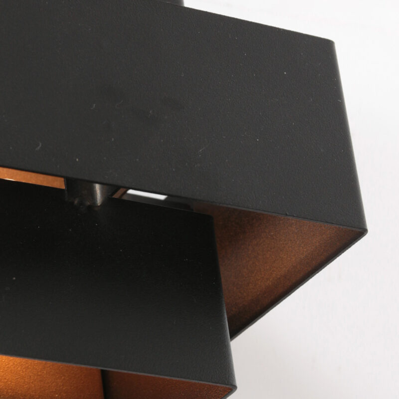 Wandlamp Muro 3367ZW Zwart met goudkleurige binnenkant - Afbeelding 4