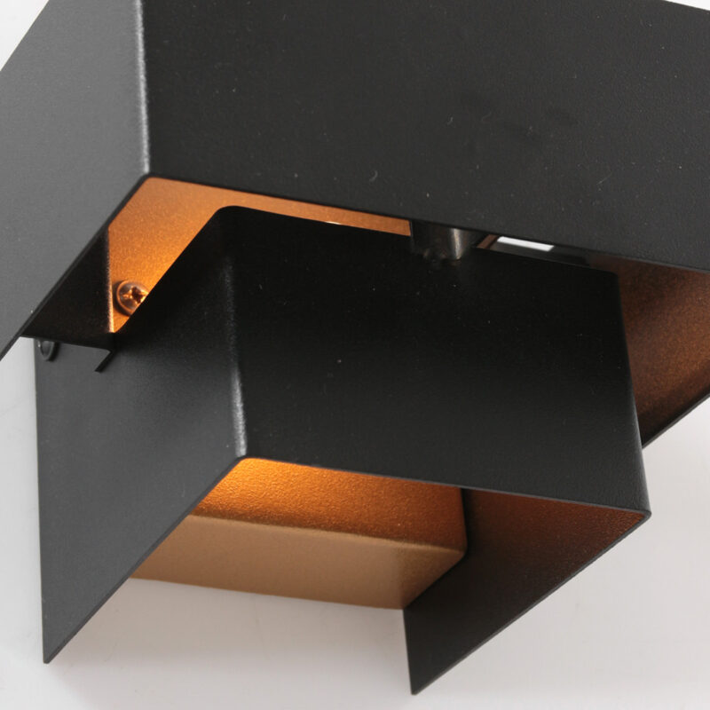 Wandlamp Muro 3367ZW Zwart met goudkleurige binnenkant - Afbeelding 5