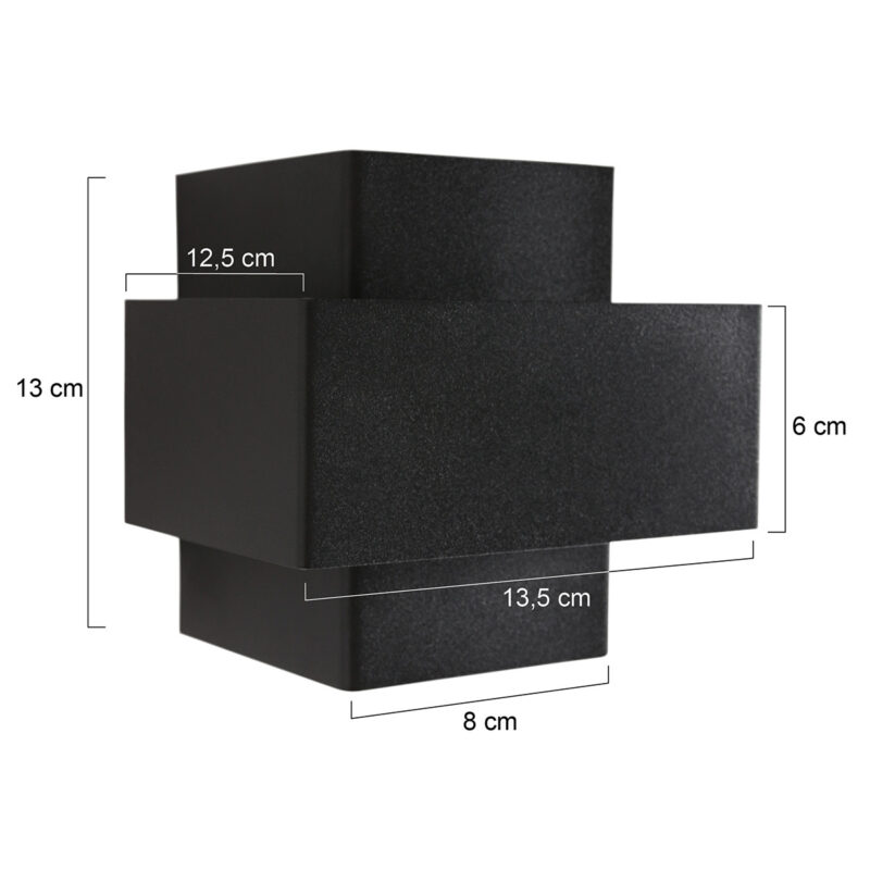 Wandlamp Muro 3367ZW Zwart met goudkleurige binnenkant - Afbeelding 6