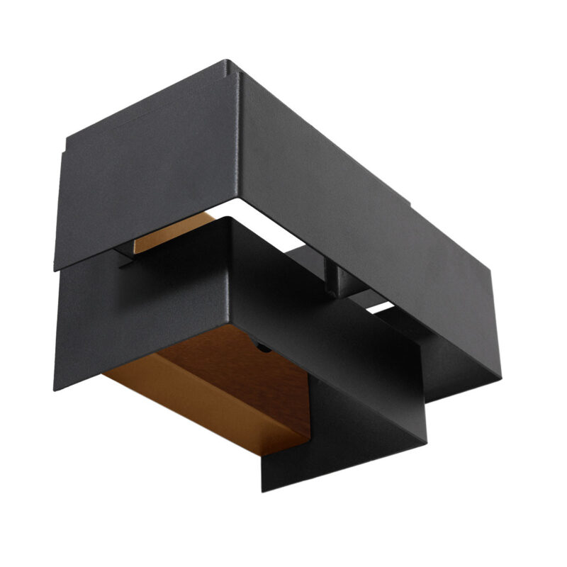Wandlamp Muro 3368ZW Zwart met goudkleurige binnenkant - Afbeelding 2