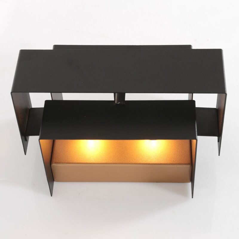 Wandlamp Muro 3368ZW Zwart met goudkleurige binnenkant - Afbeelding 12