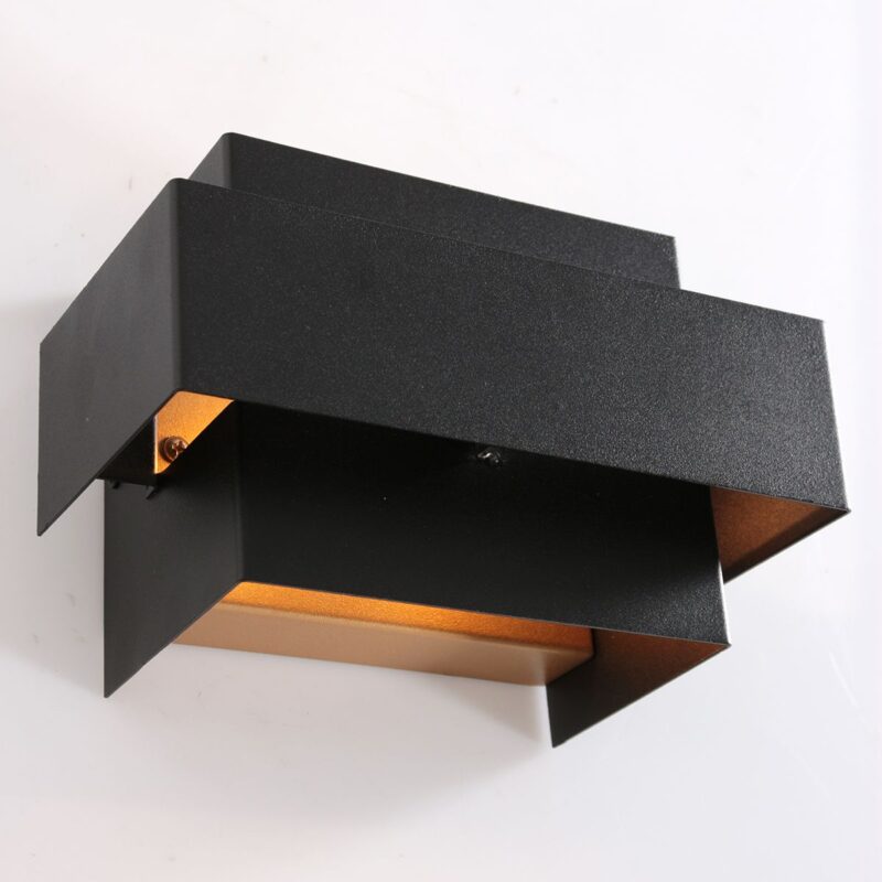 Wandlamp Muro 3368ZW Zwart met goudkleurige binnenkant - Afbeelding 13